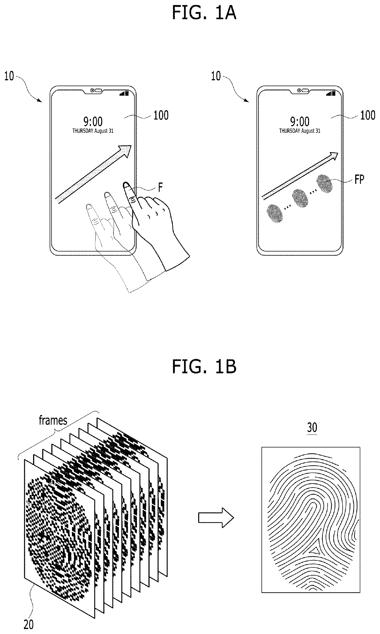 Moving fingerprint recognition method and apparatus using display