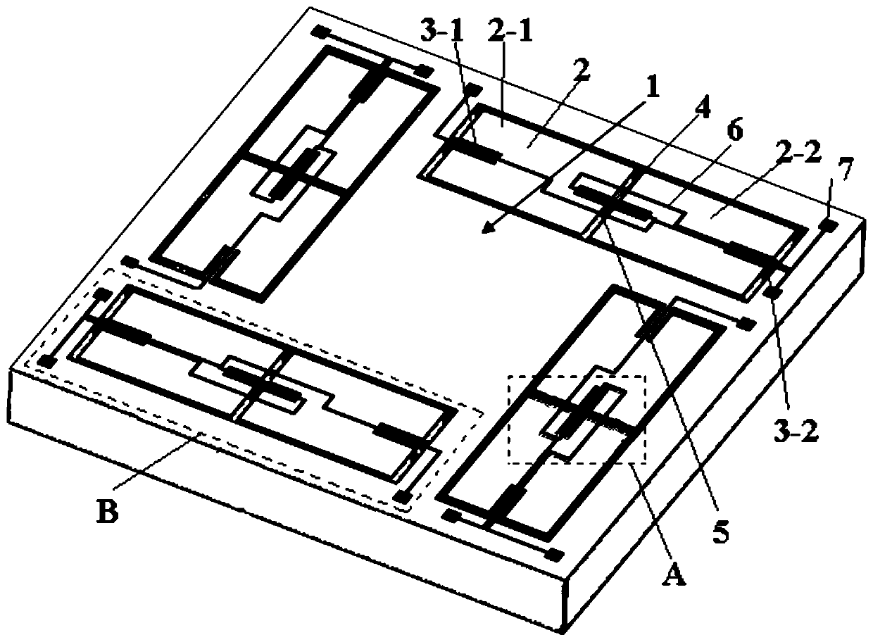 A mems direct pull direct compression type two-axis accelerometer chip and preparation method thereof