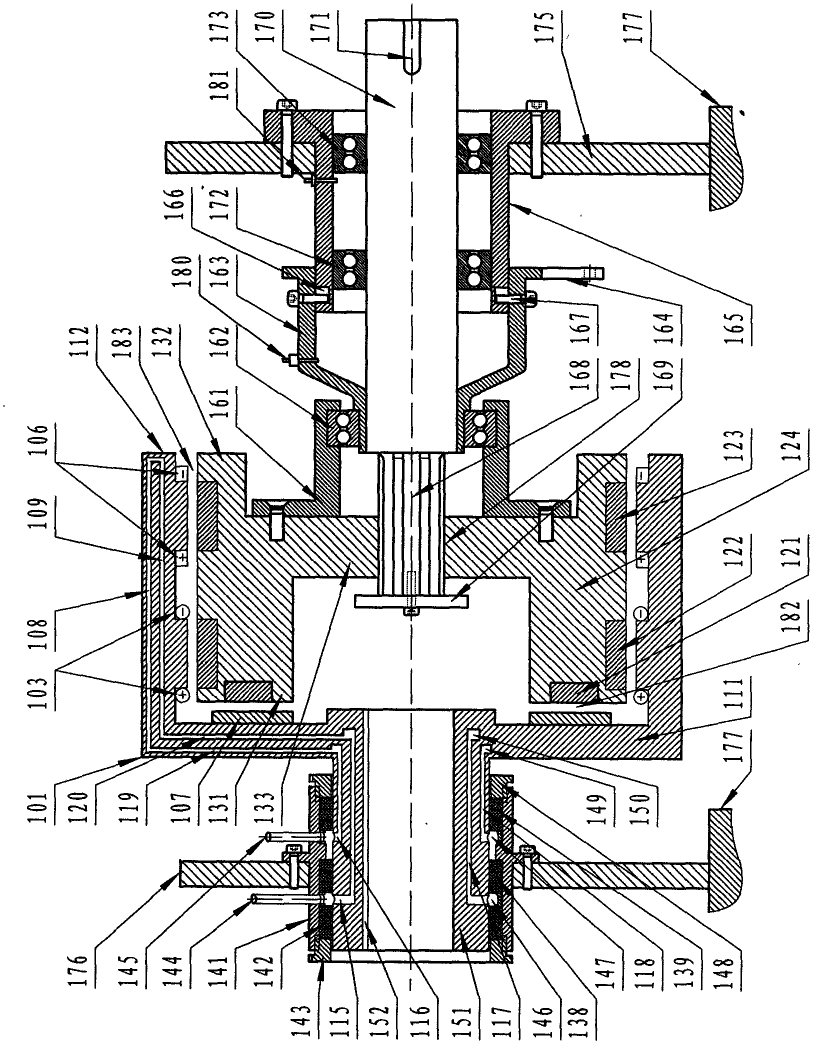 Permanent magnetic coupling transmission, braking or load device with cooling and lubricating device