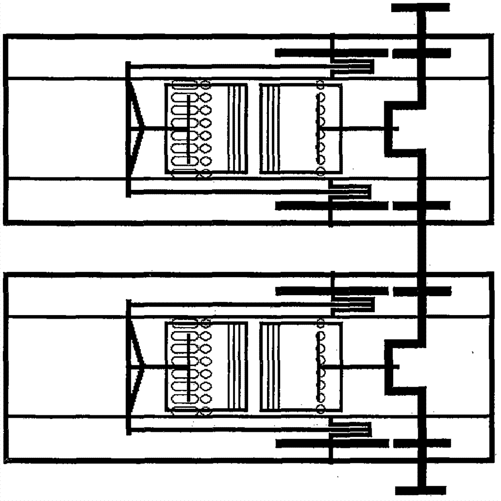 Opposed mixed-stroke mixed-stroke piston engine