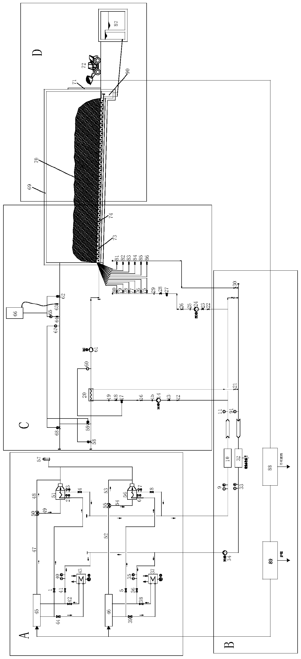 Method for cyclically utilizing pyrolysis combustible gas power generation waste heat to conduct biological drying aeration