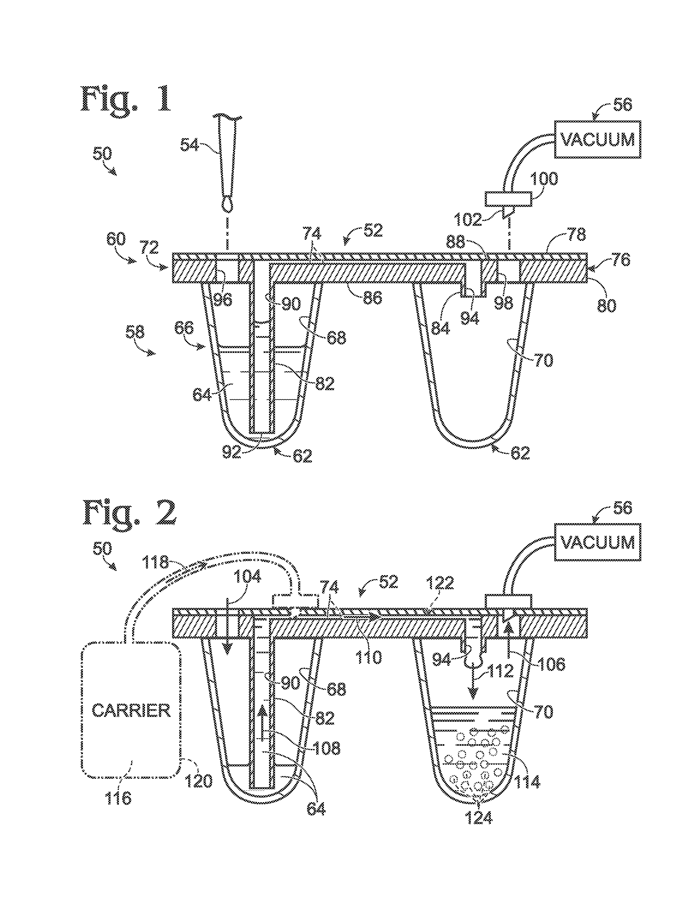 Microfluidic system with fluid pickups