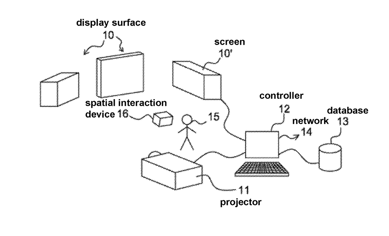 Device and method for orchestrating display surfaces, projection devices, and 2d and 3D spatial interaction devices for creating interactive environments