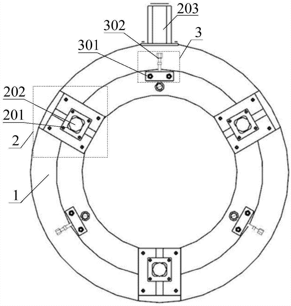 Three-point-supported automatic rotating angle detection tool