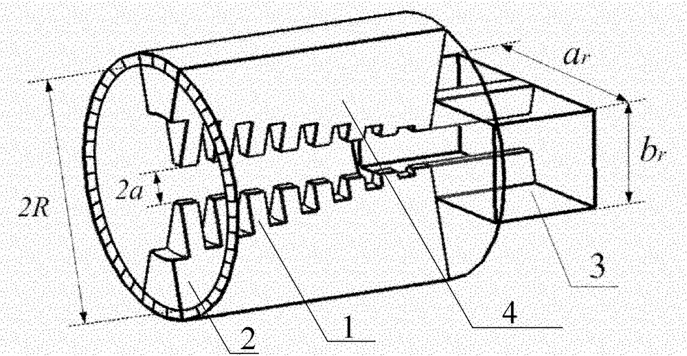 Energy coupling device suitable for winding double comb teeth slow wave structure