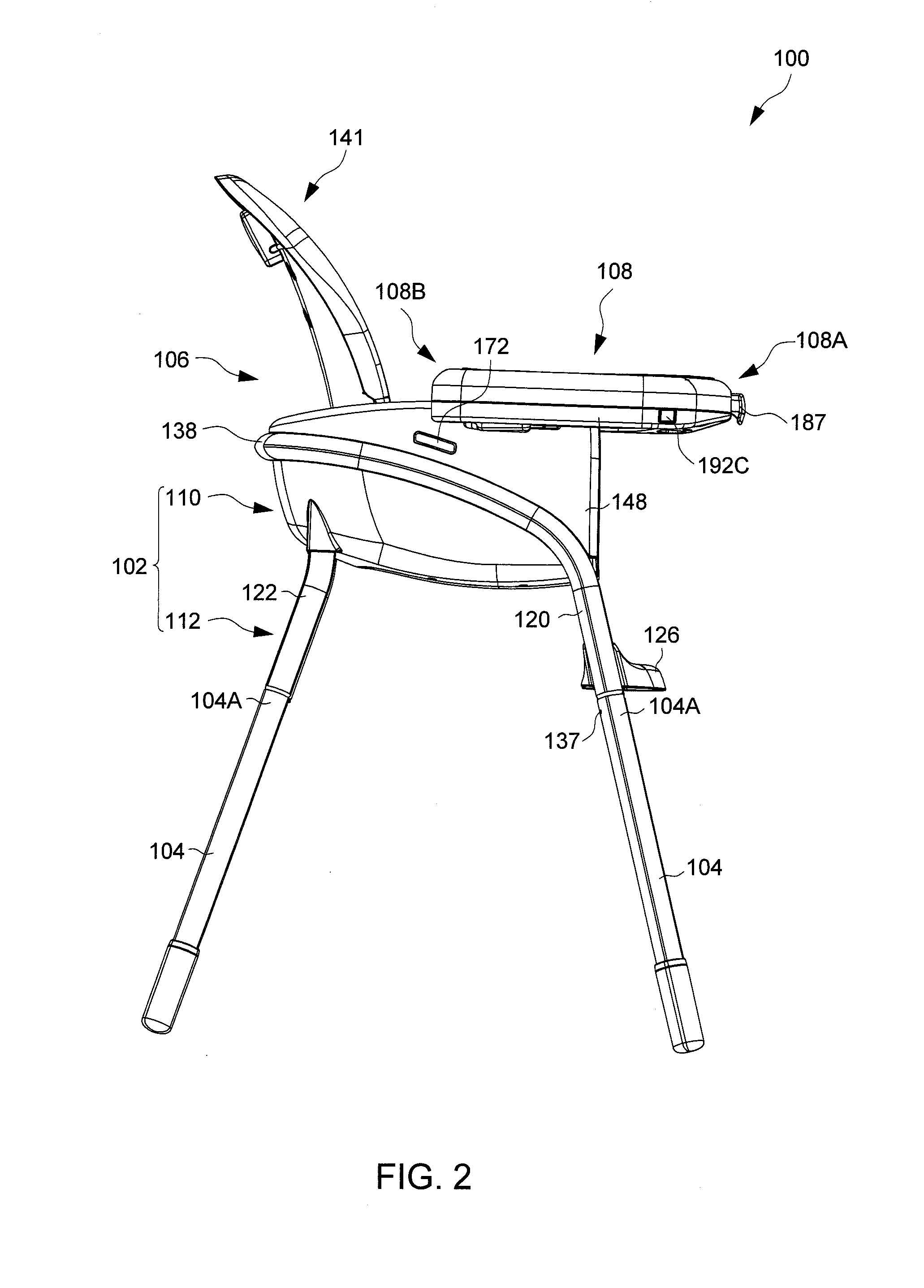 Convertible Highchair Assembly Having a Removable Tray