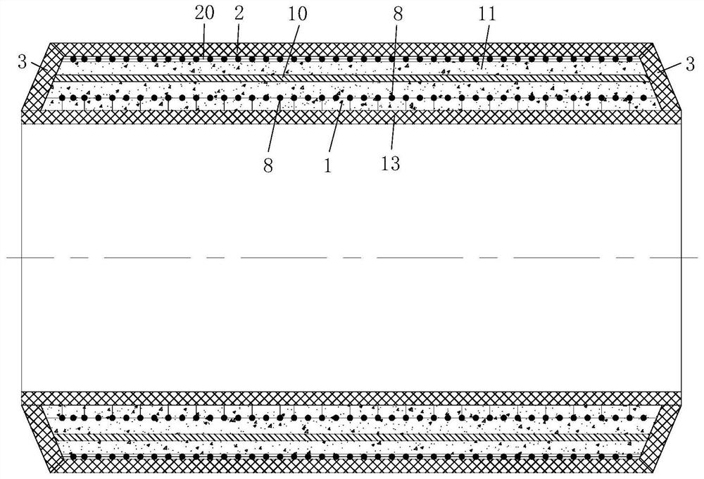 Steel-concrete reinforced plastic water supply pipe, water supply pipe system and construction method of water supply pipe