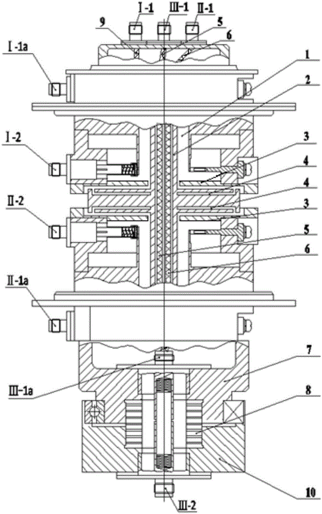 Three-channel broadband non-contact rotary hinge and implementation method thereof