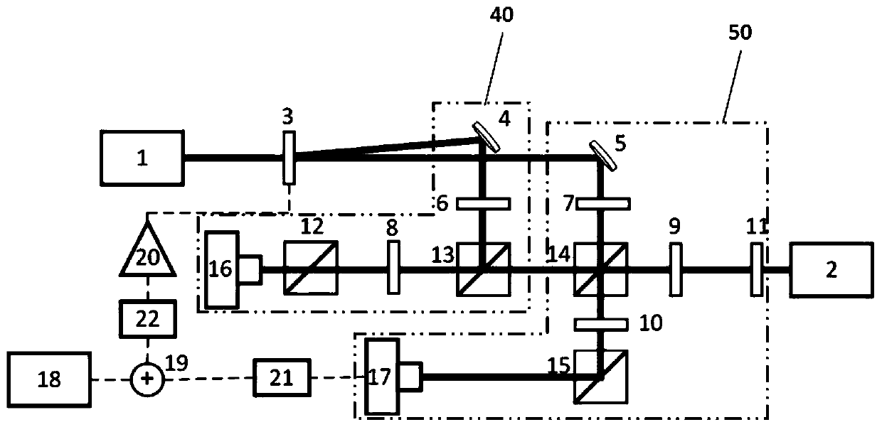 Continuous light-optical frequency comb locking device and locking method