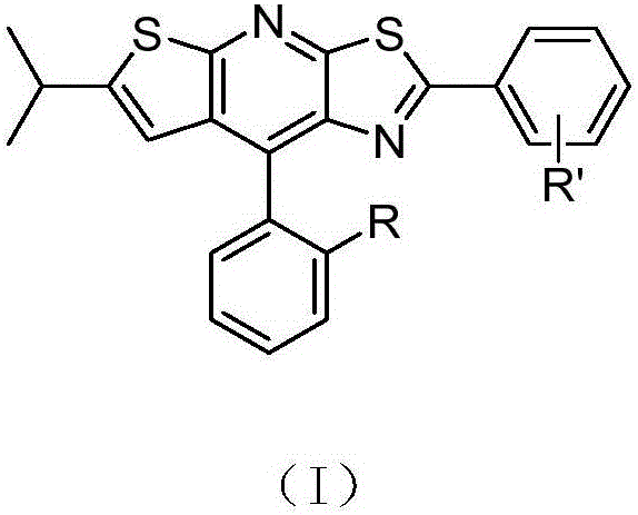 Thiazole[4,5-e]thiophene[2,3-b]pyridine type derivative with fluorescent function and preparation method thereof