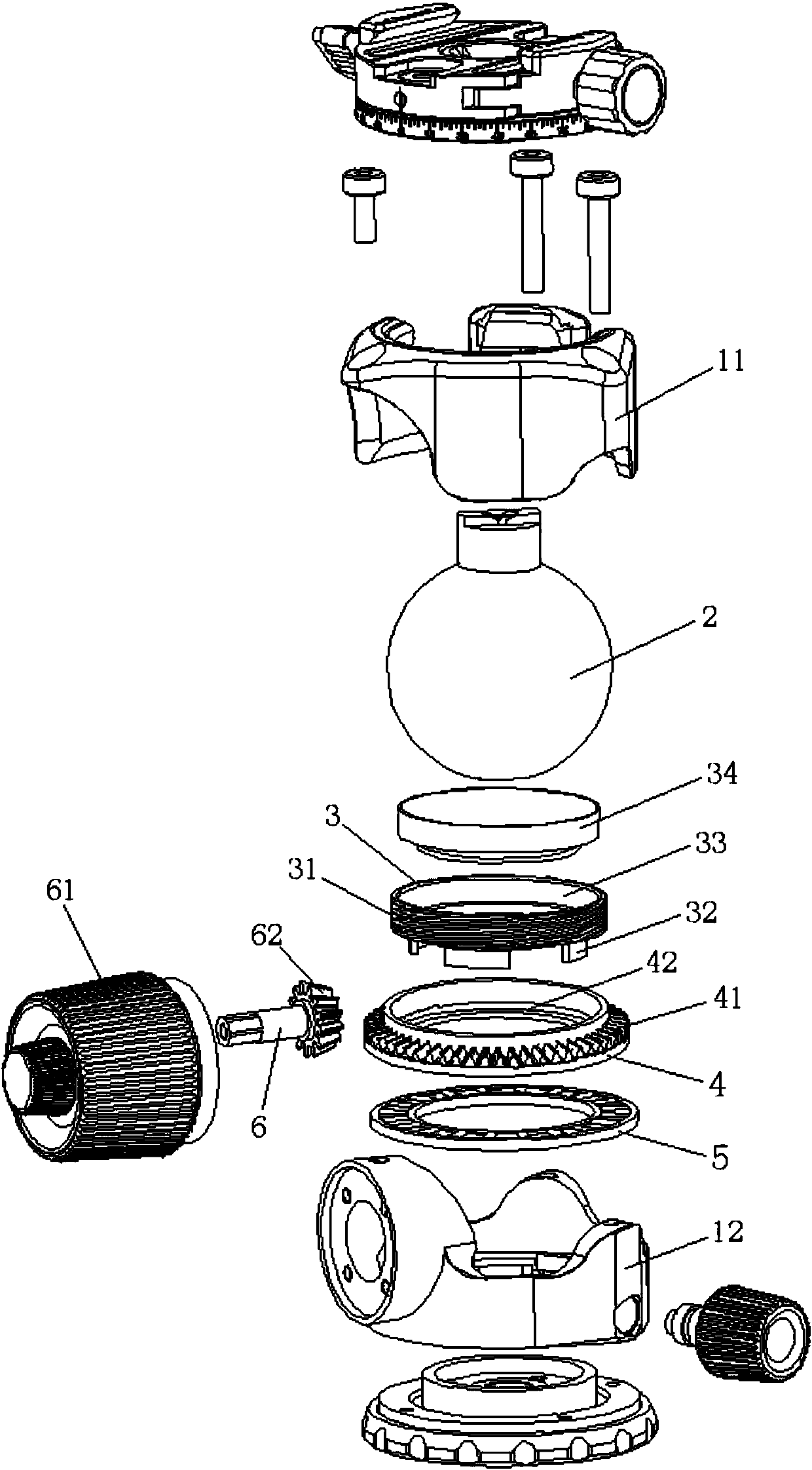 Low-gravity-center spherical cloud platform locking structure