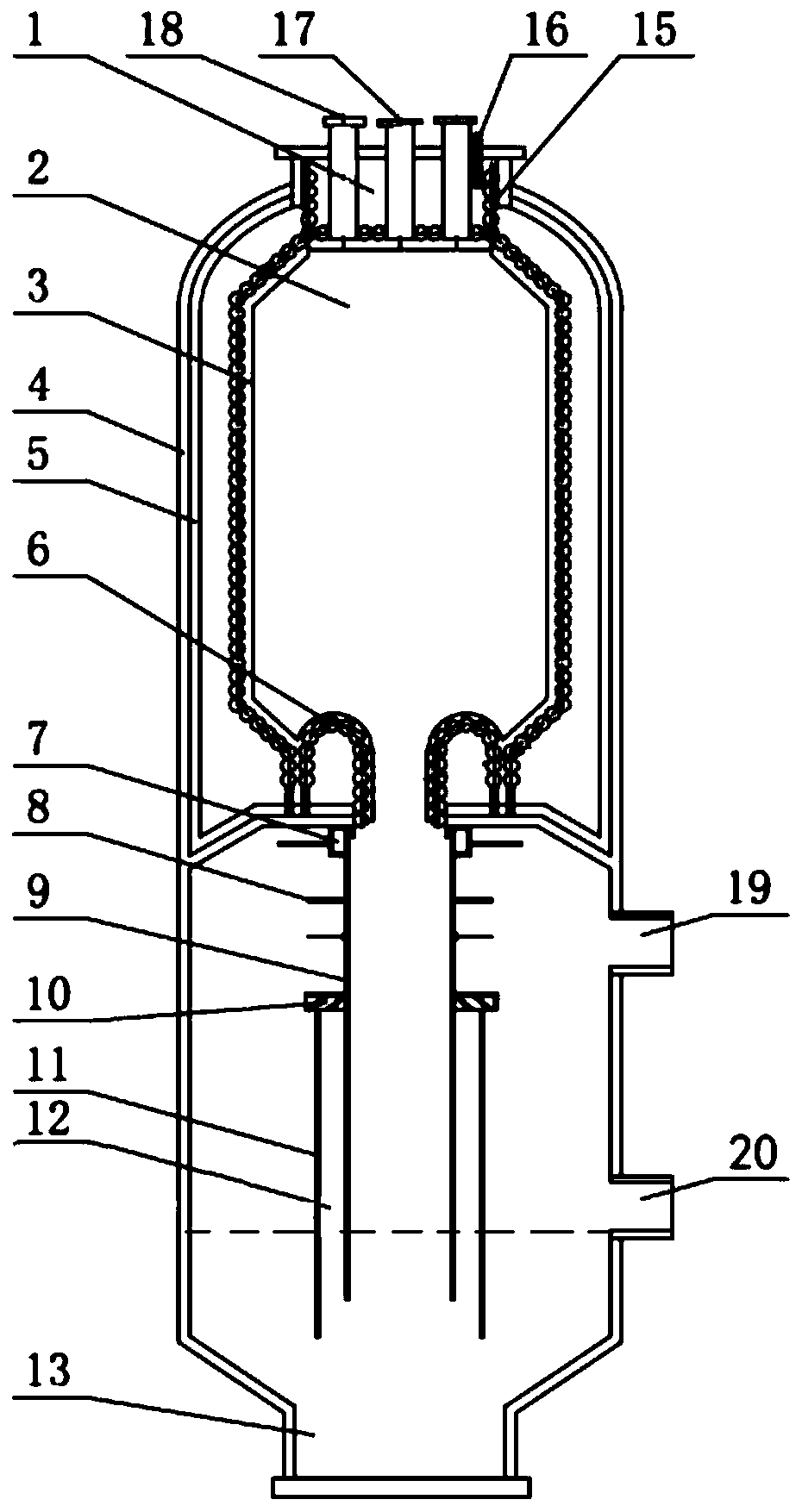 Multi-burner overhead entrained-flow bed gasification furnace