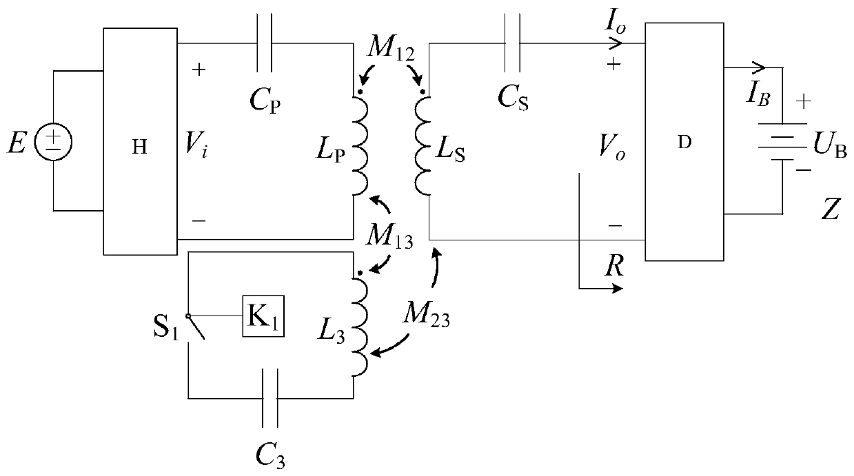 Constant-current constant-voltage induction type wireless charging system of three-coil structure