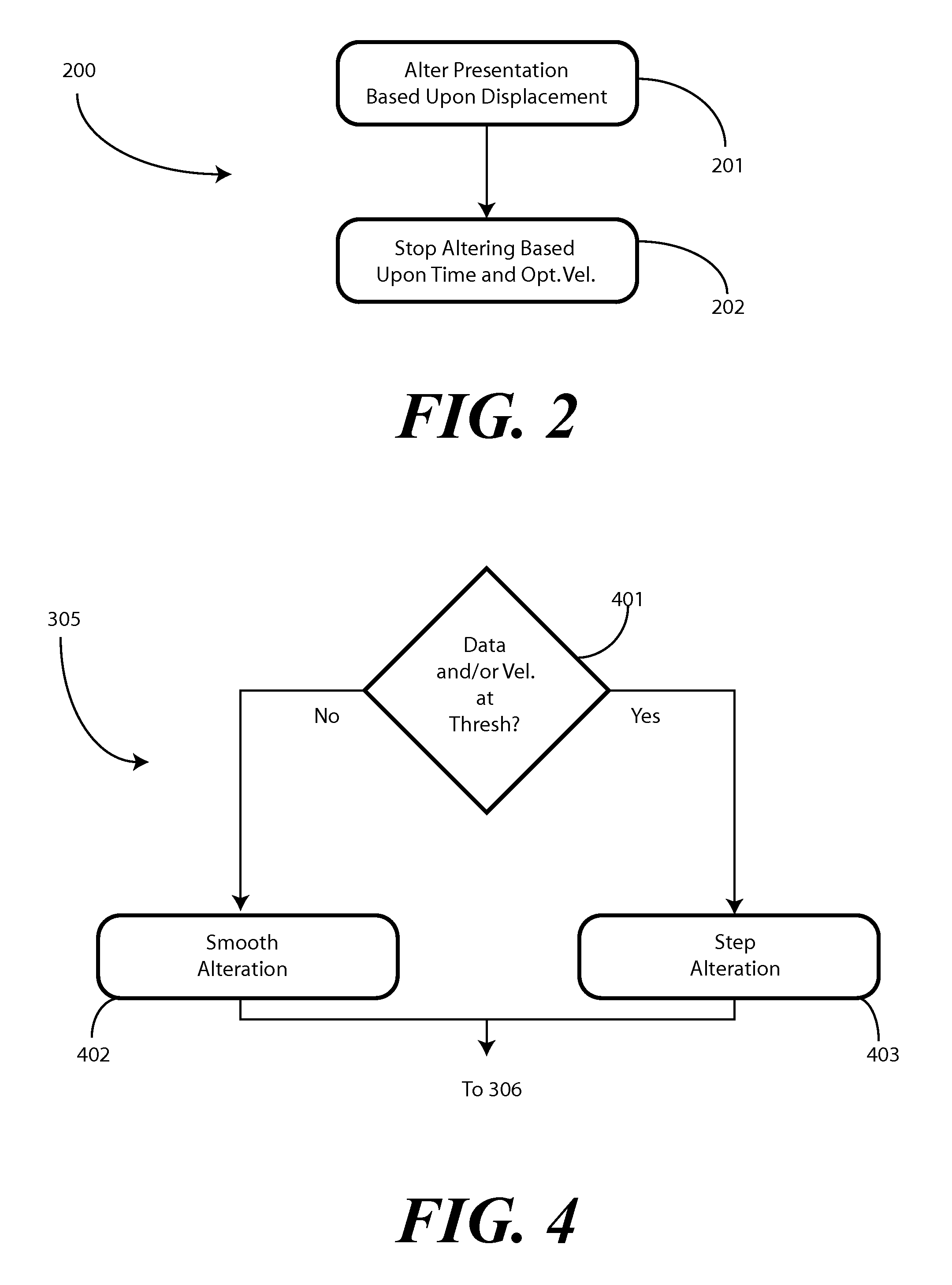 Method and Apparatus for Altering the Presentation Data Based Upon Displacement and Duration of Contact