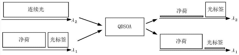 Optical label and payload separator based on quantum dot semiconductor optical amplifier (QDSOA)