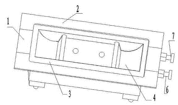 Two-dimensional adjustable ballastless track slab die of track bearing slot