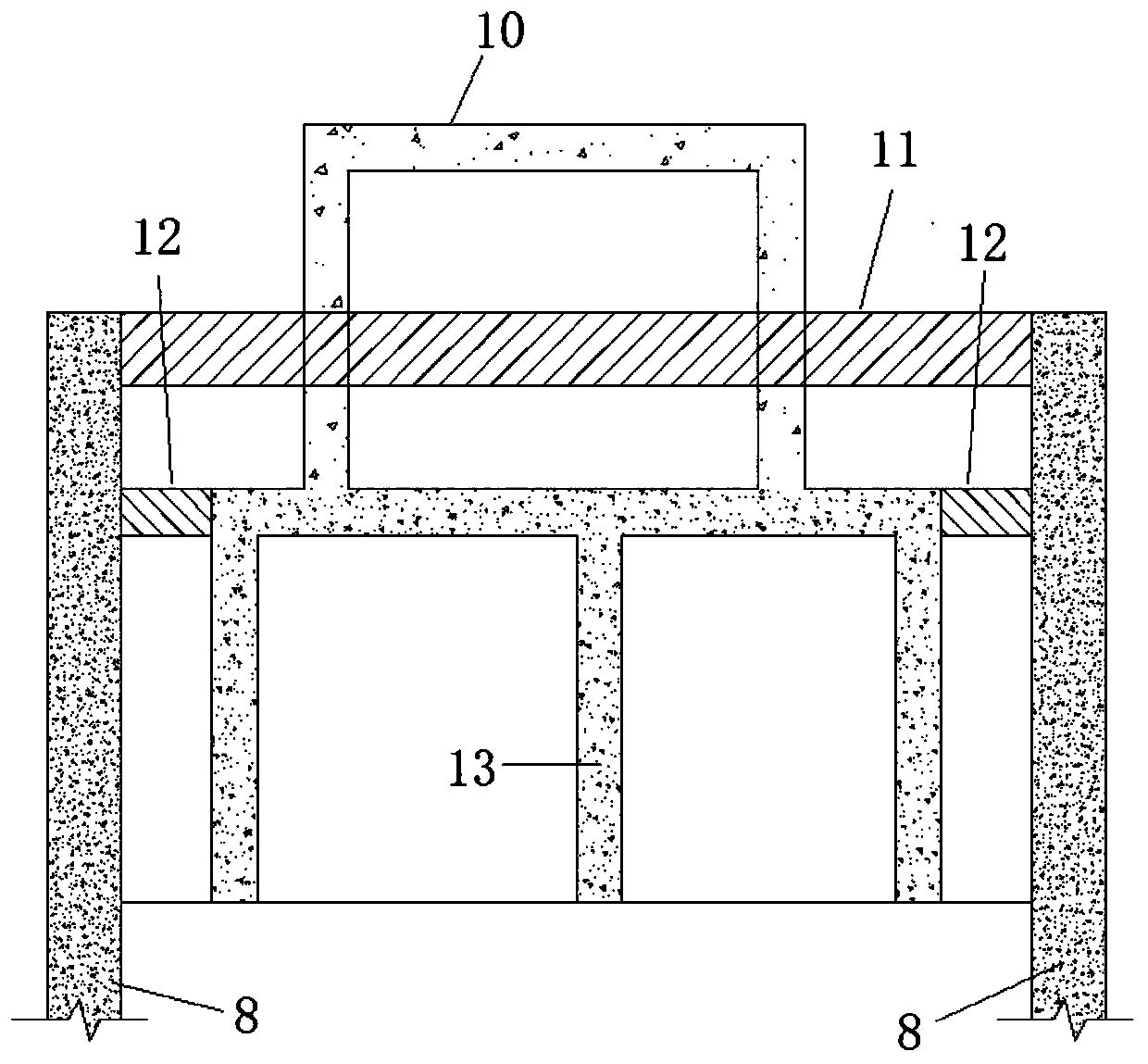 Comprehensive pipe rack foundation pit support replacement device and mounting method thereof