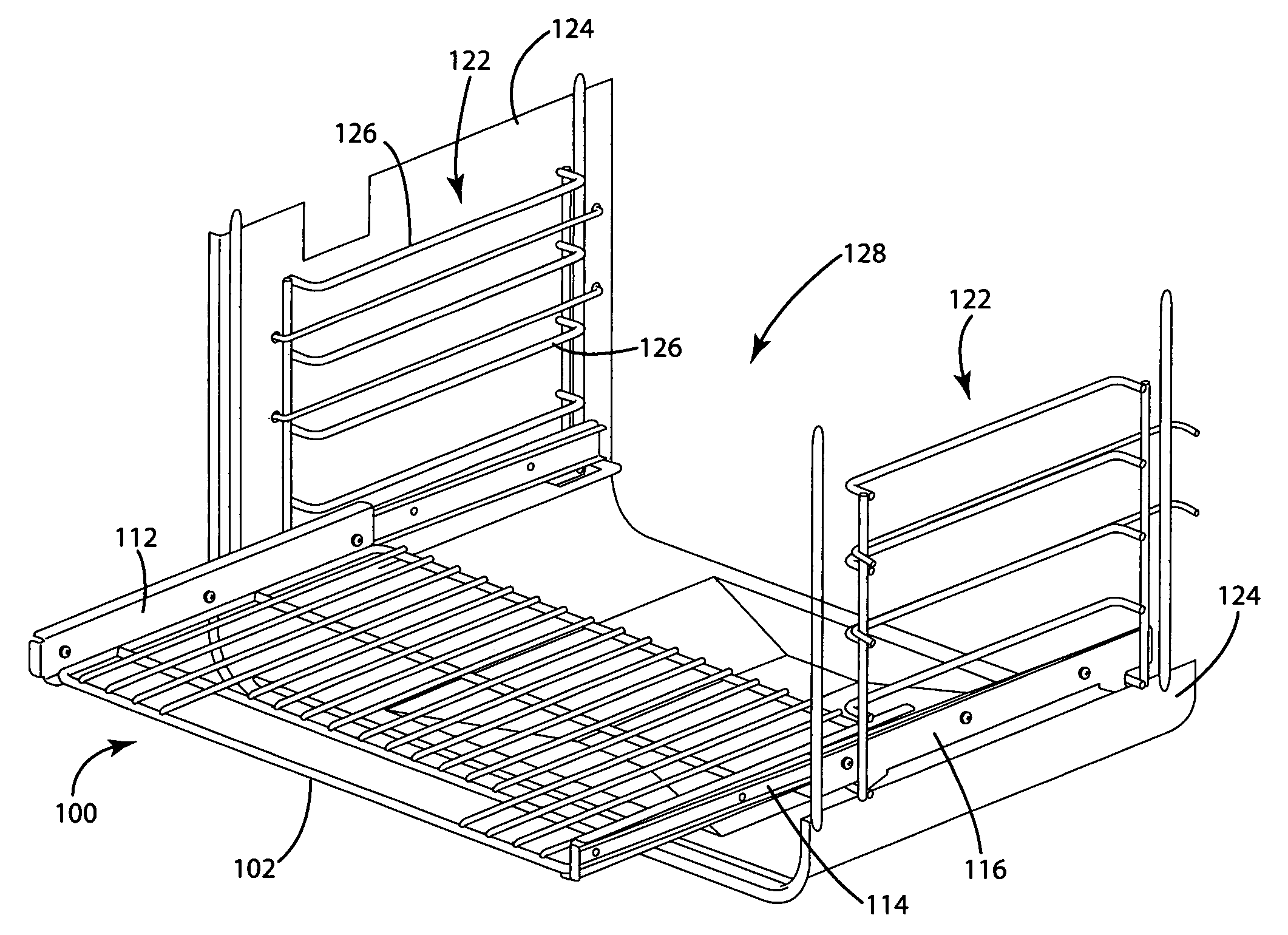 Oven rack assemblies with release mechanisms and catches