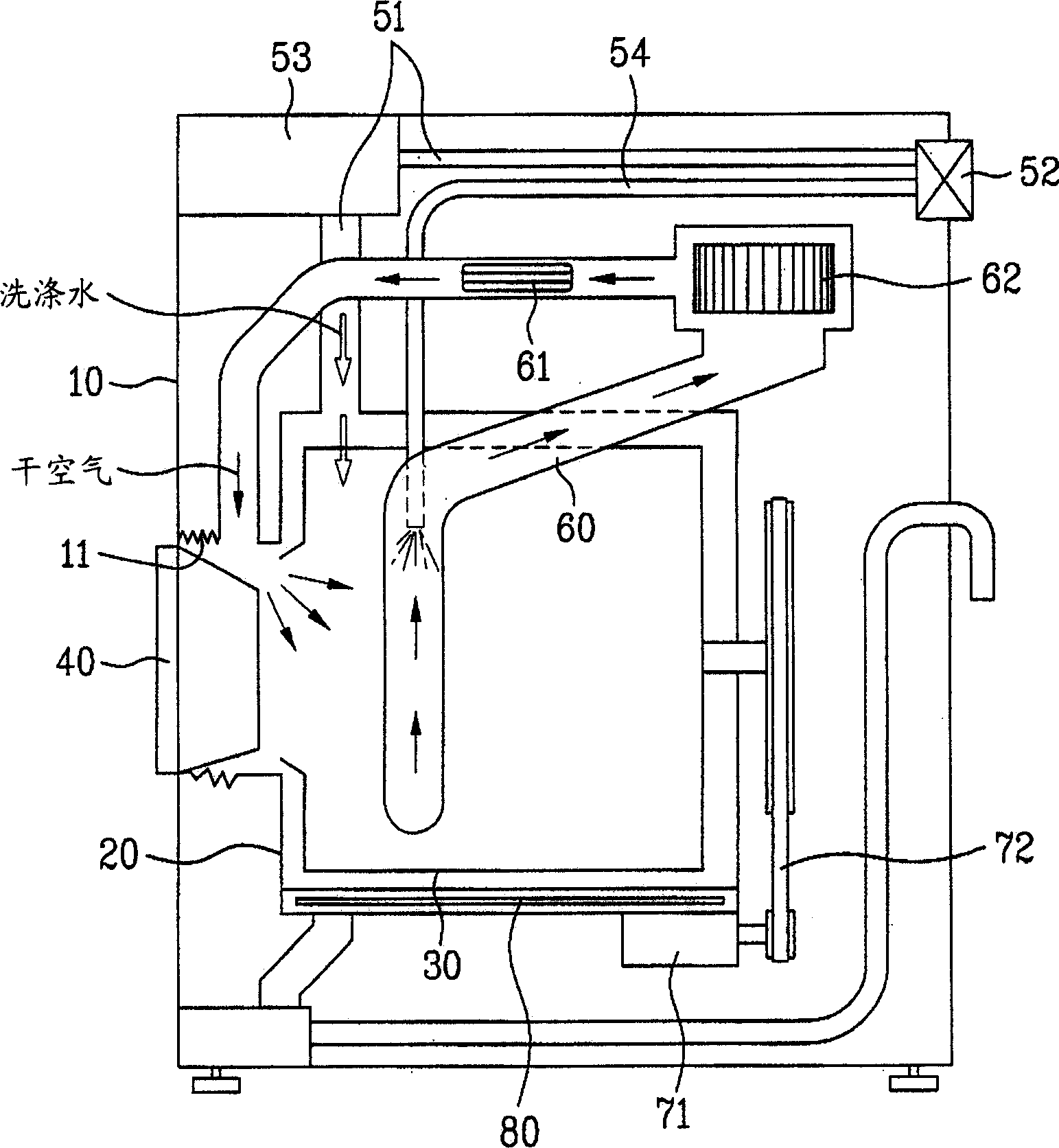 Structure for supplying hot air in drum type washing machine and operation control method thereof