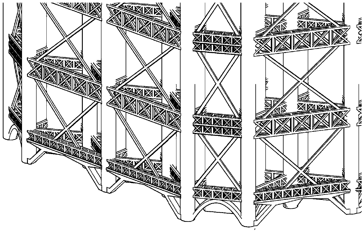 Slant-leg rigid-frame-type supporting structure of super-high-rise building mega-frame bottom layer and construction method