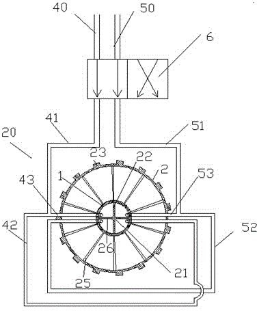 Liquid supply with connection with radial slots and ball thrust bearing