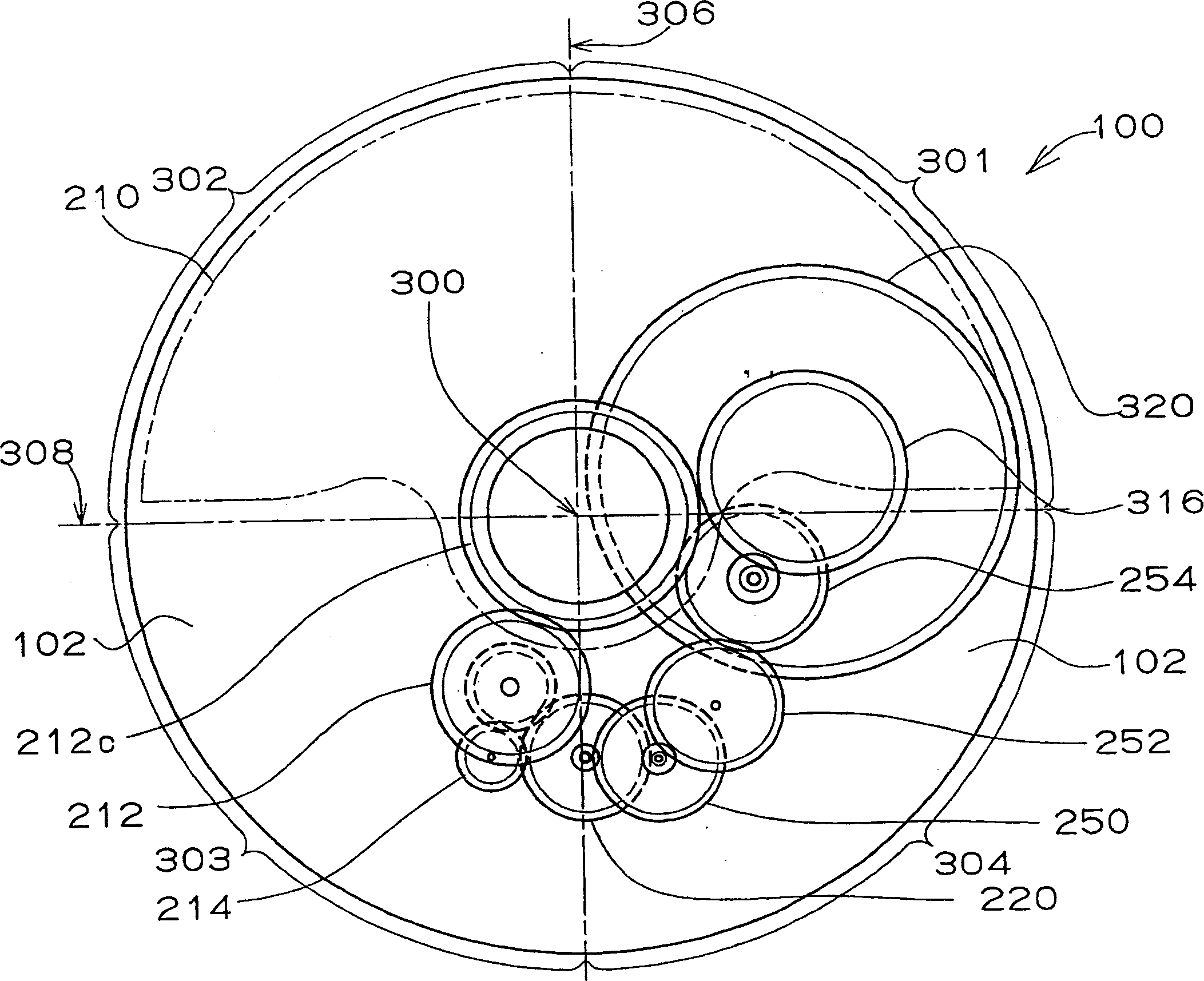Self-winding timepiece having train wheel setting apparatus