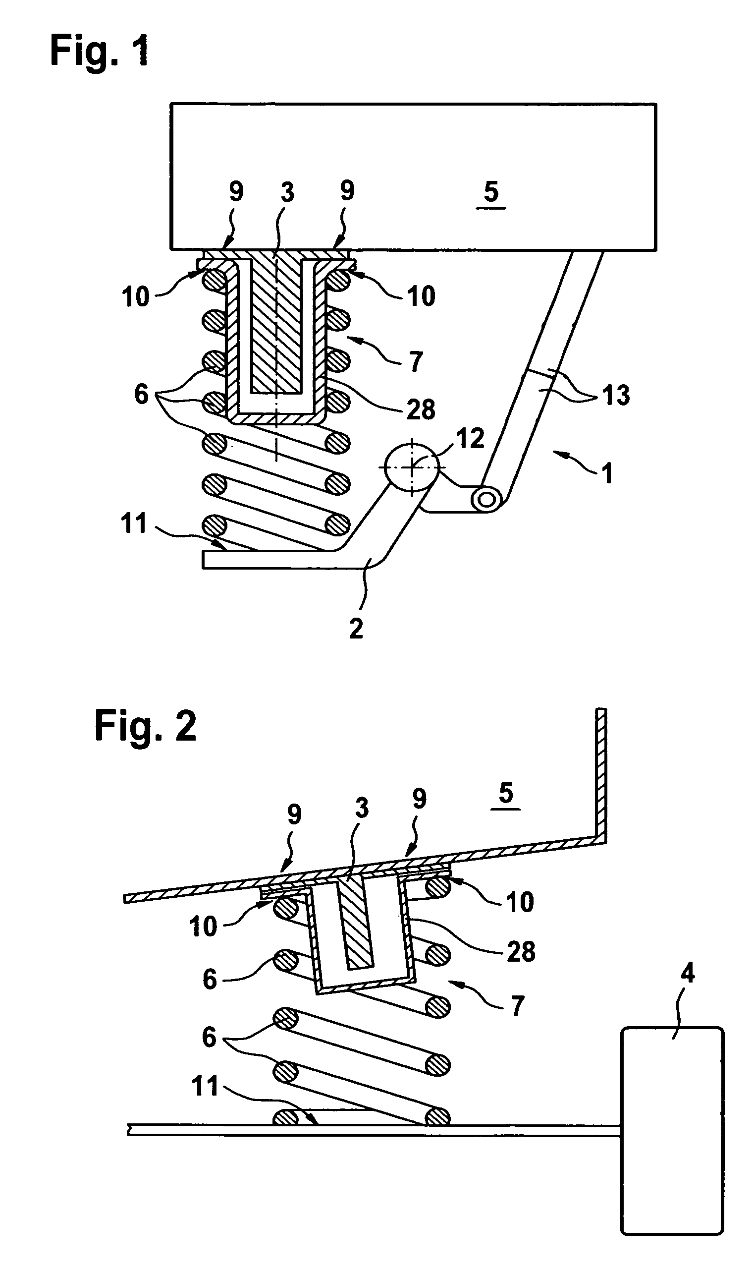 Device for suspension and level adjustment in motor vehicles