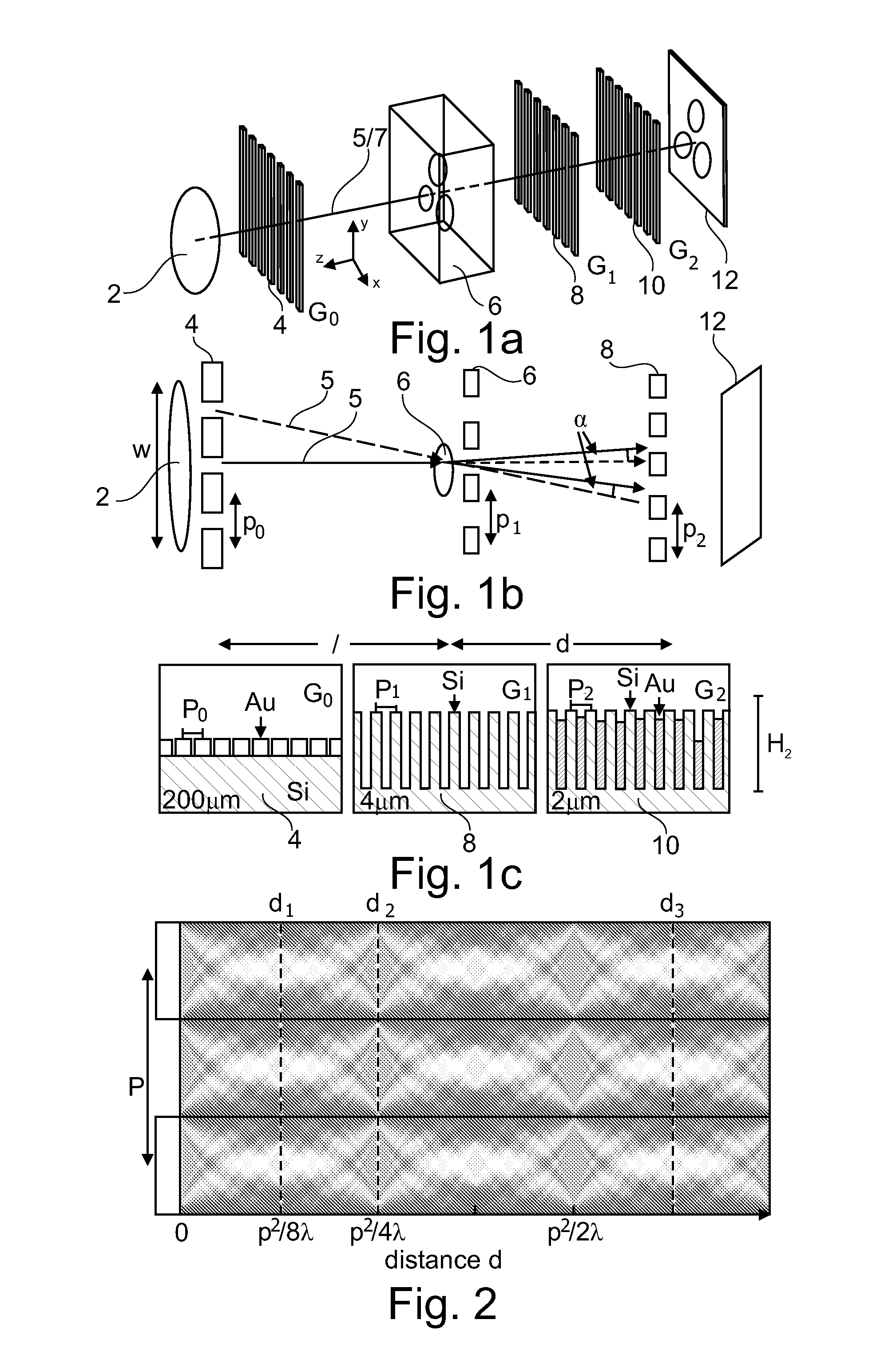 Non-parallel grating arrangement with on-the-fly phase stepping, x-ray system
