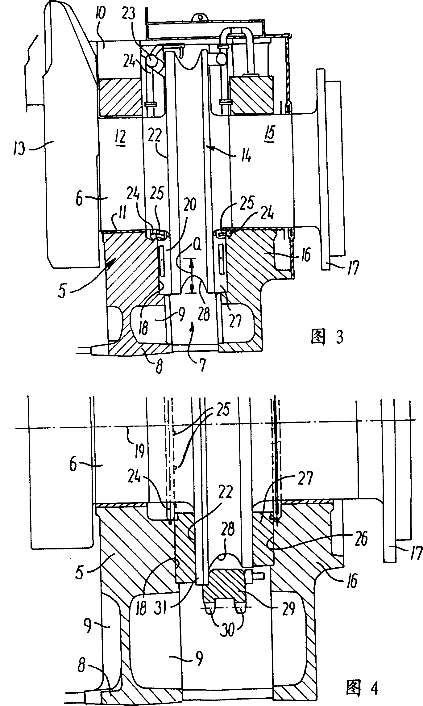 Internal combustion engine for driving propeller shaft