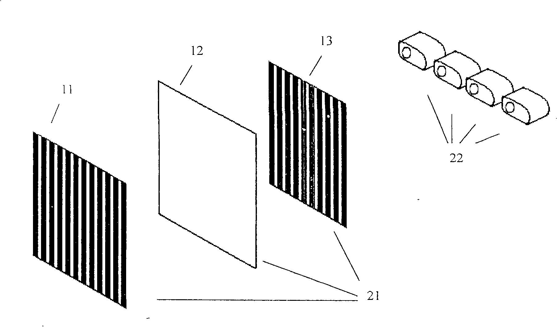Double grating free stereo projection display apparatus