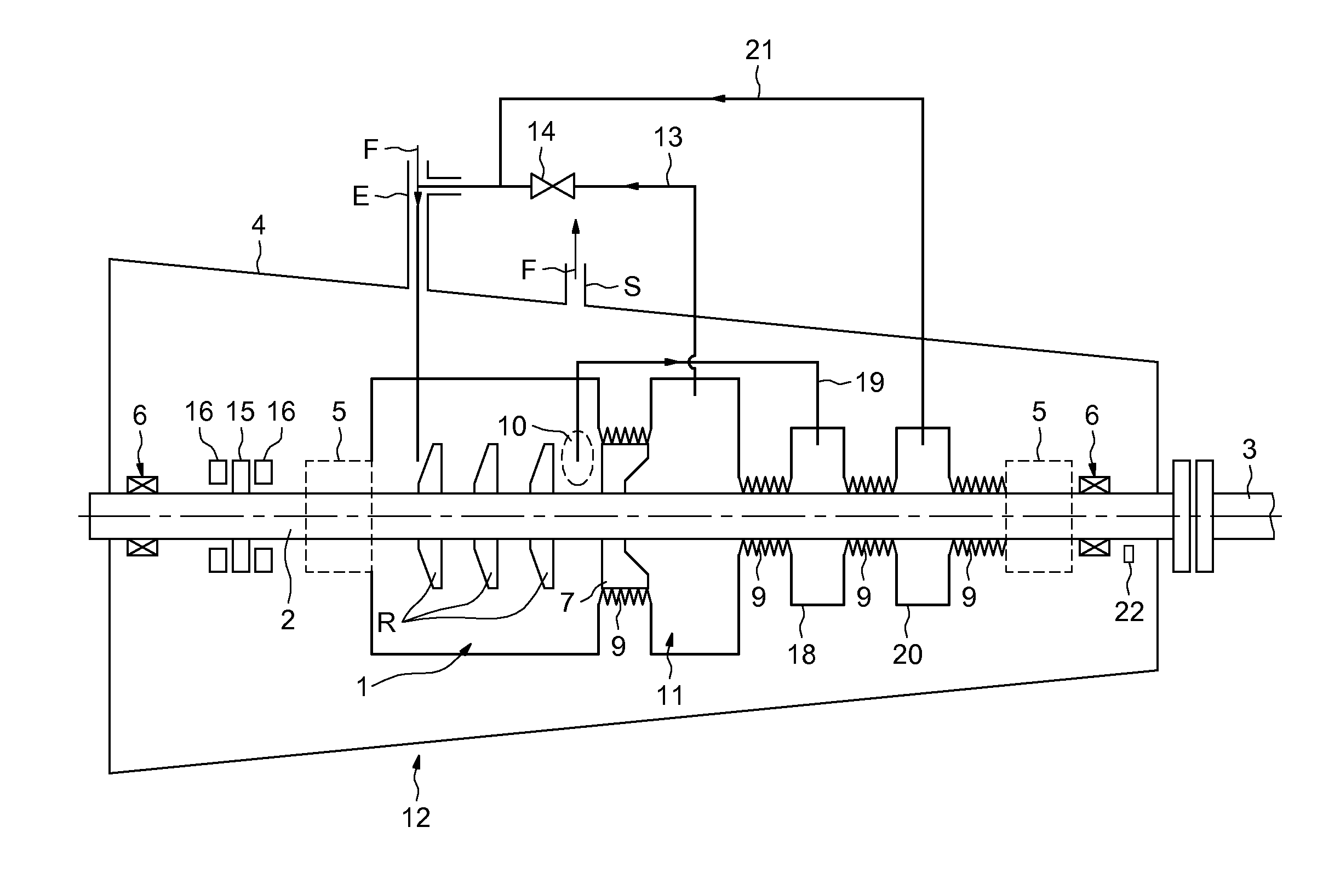 Compressor with thrust balancing and method thereof
