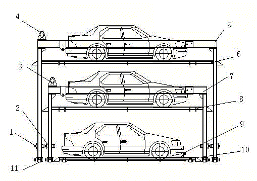 Cantilever type simple side azimuth parking device