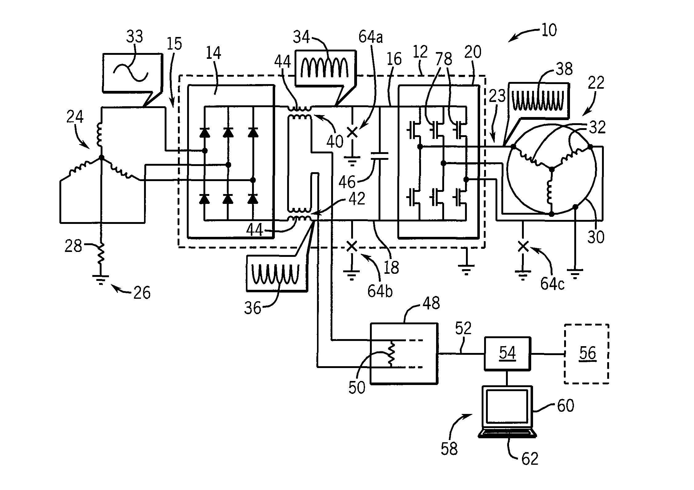 Method and apparatus for detecting a location of ground faults in a motor/motor drive combination