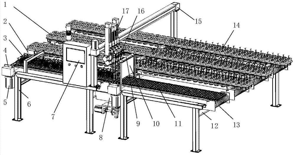 Potted seedling lifting and rotating device