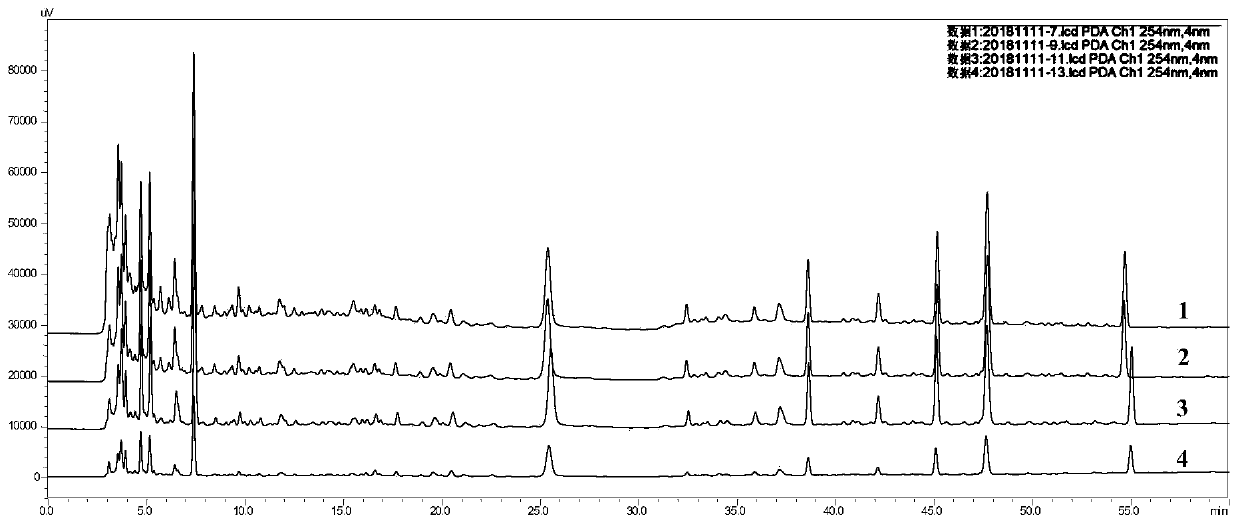 Detection method for HPLC characteristic atlas of Liang Di decoction