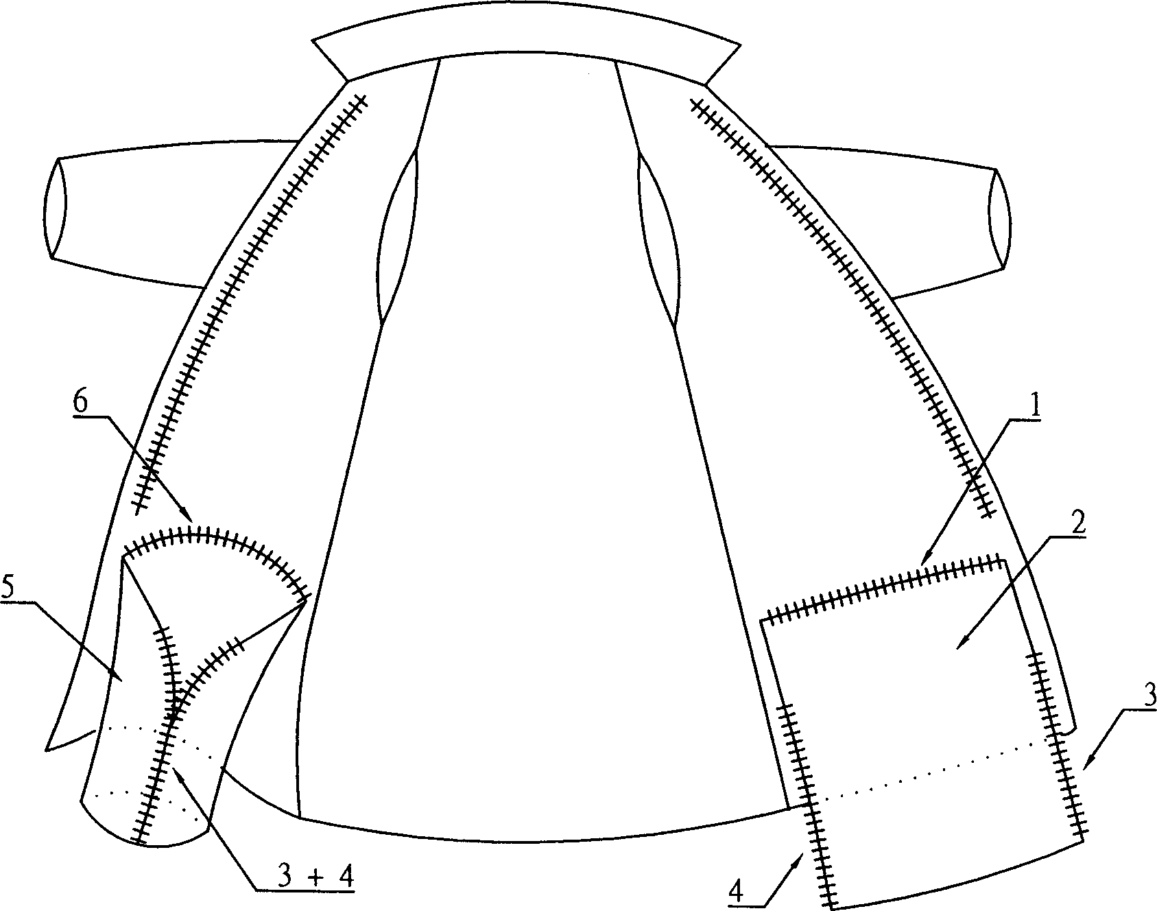 Double rain-proof sheltering structure for the lower part of raincoat