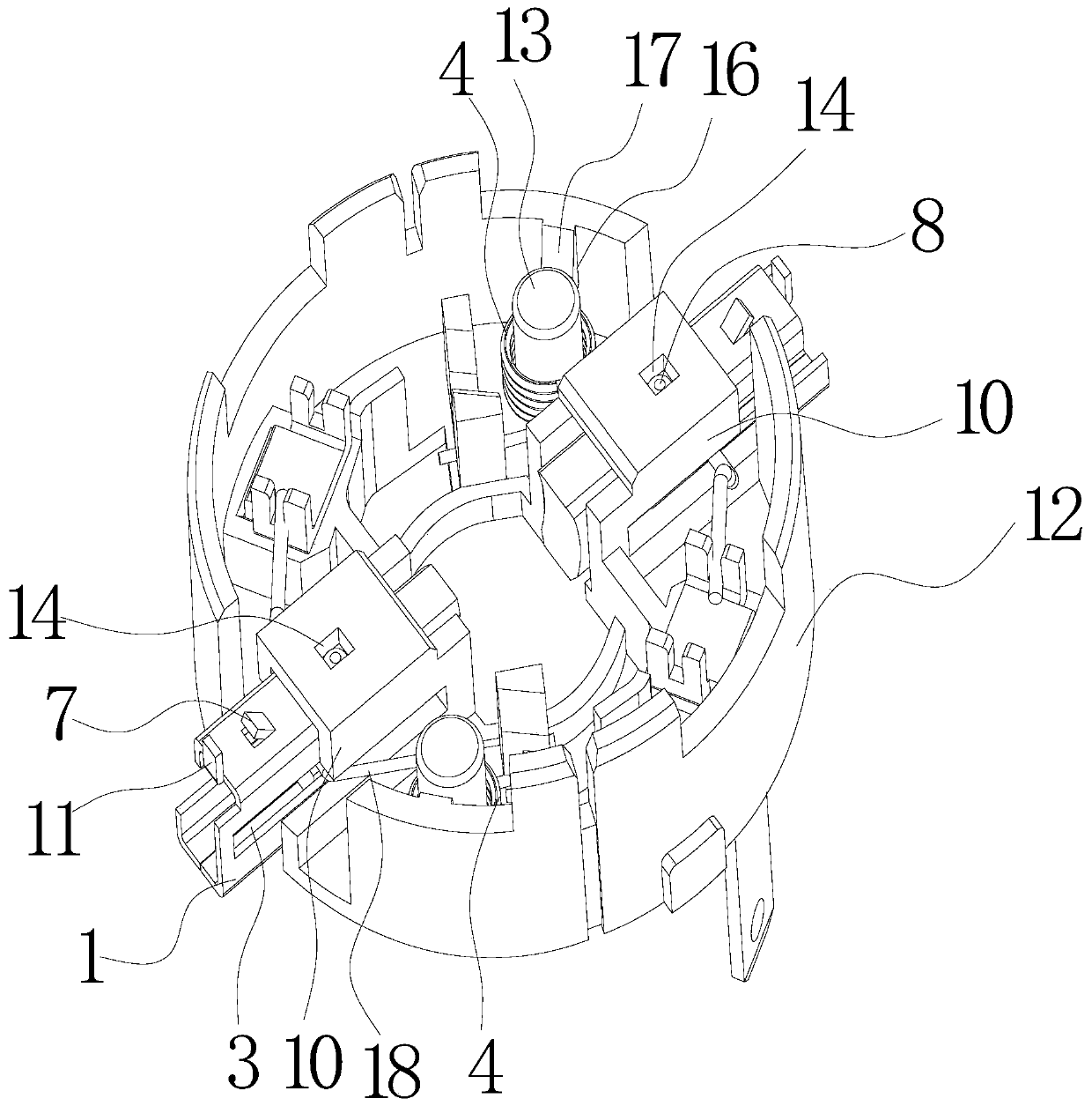 Brush box of brush motor and torsion spring anti-falling structure