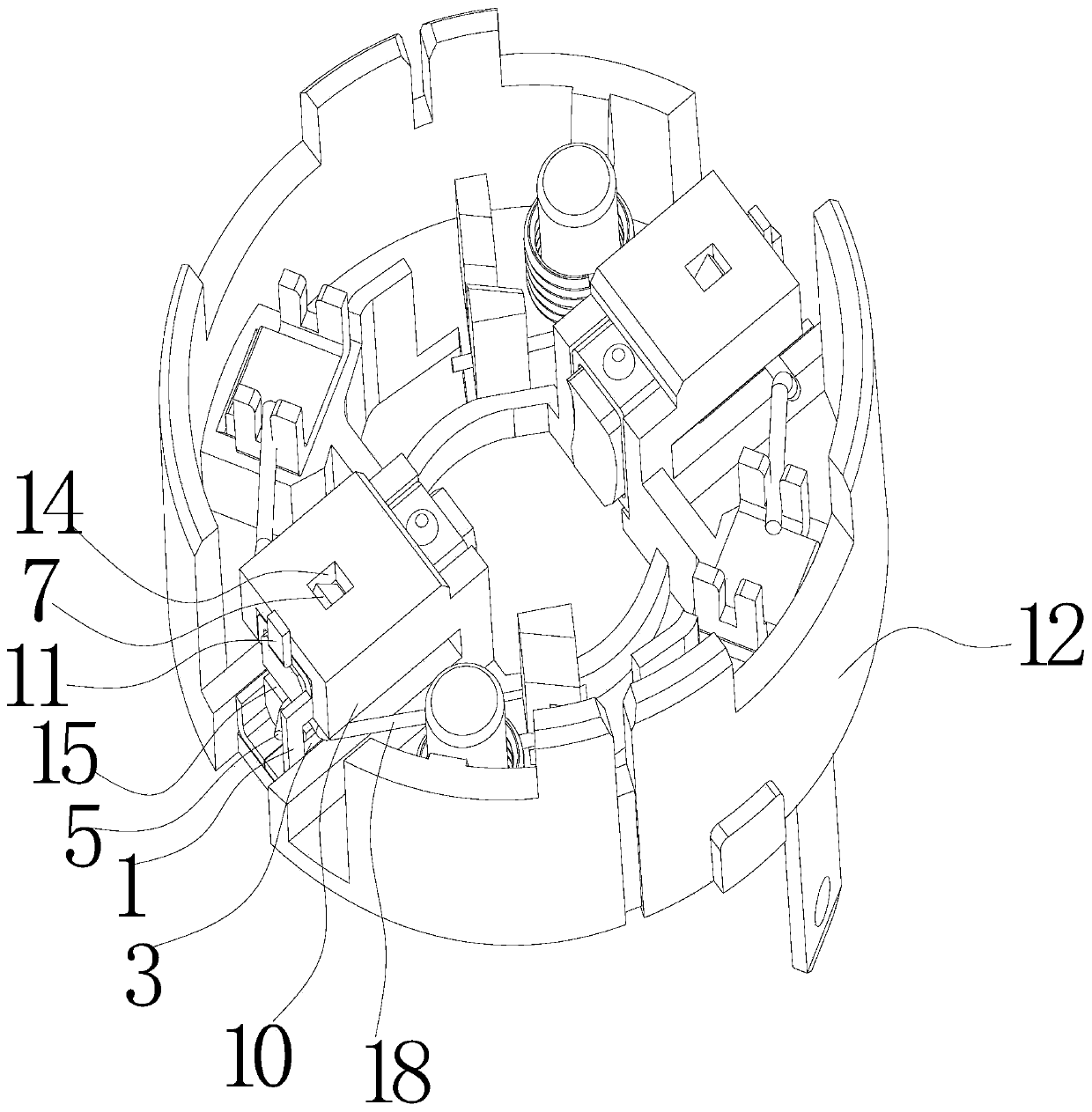 Brush box of brush motor and torsion spring anti-falling structure