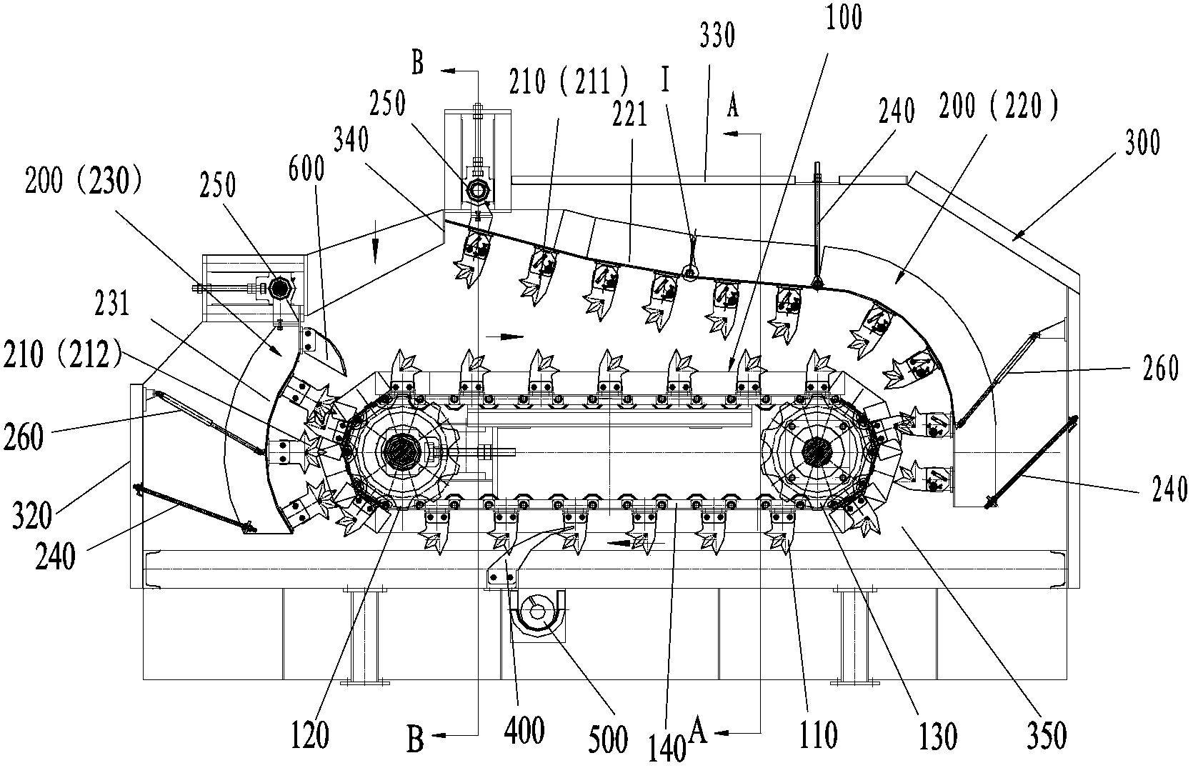 Bag breaking machine