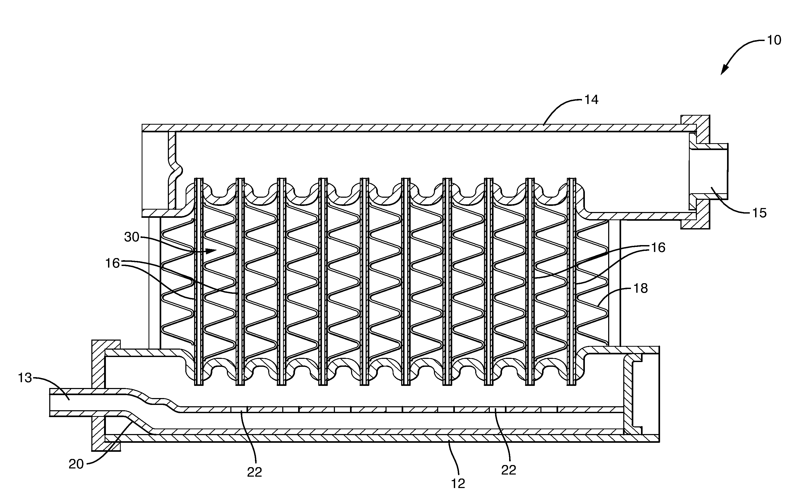 Heat exchanger having an inlet distributor and outlet collector