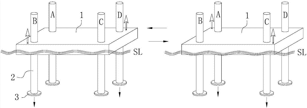 Pile prepressing method of four-pile-leg self-elevating platform