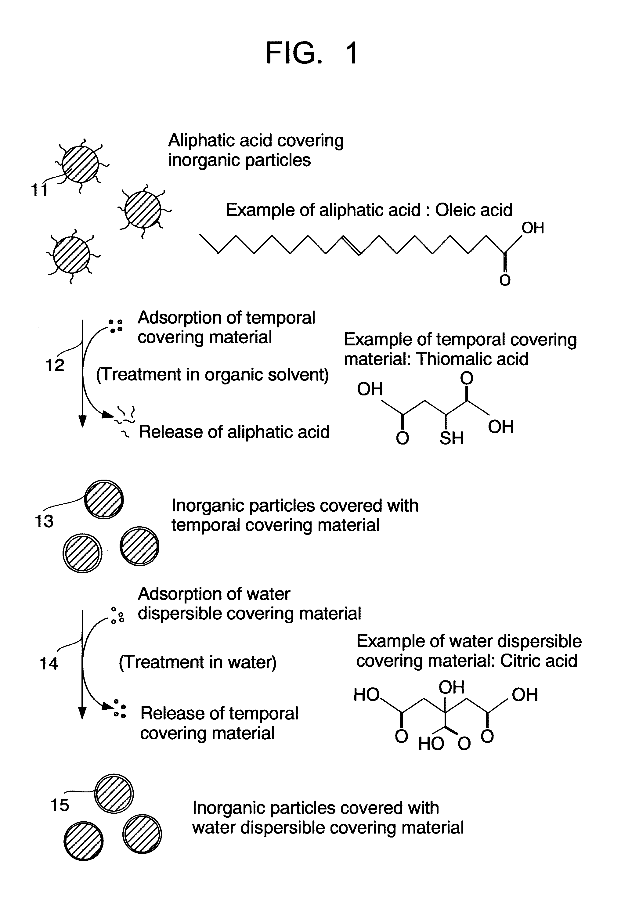 Process for production of surface-coated inorganic particles