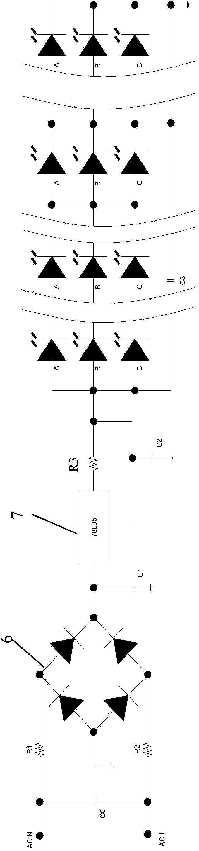 High-voltage constant-current drive circuit and LED light source with same