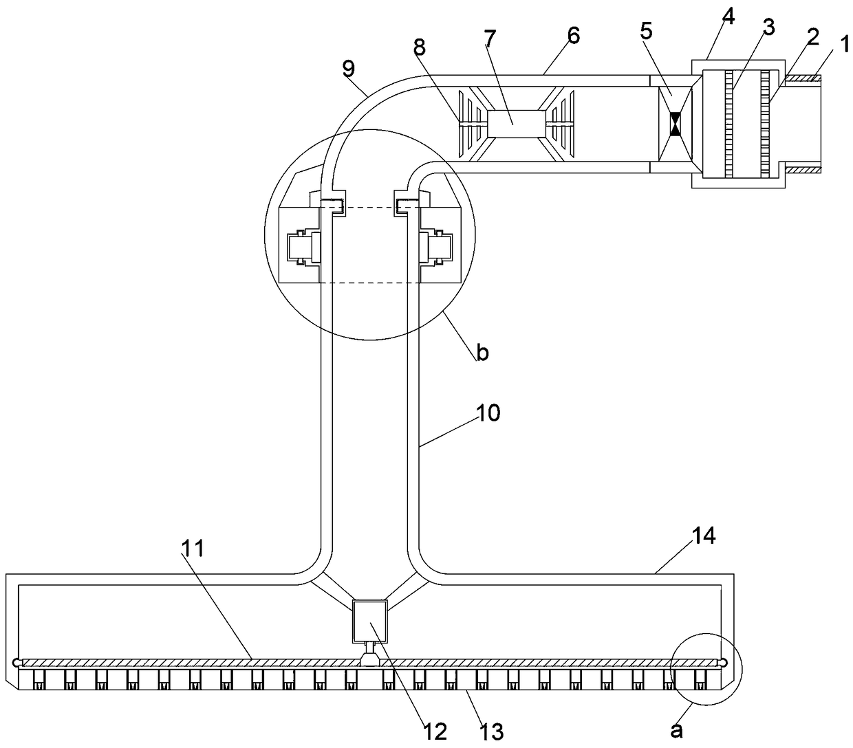 Filter flow dislocation reducing aeration device