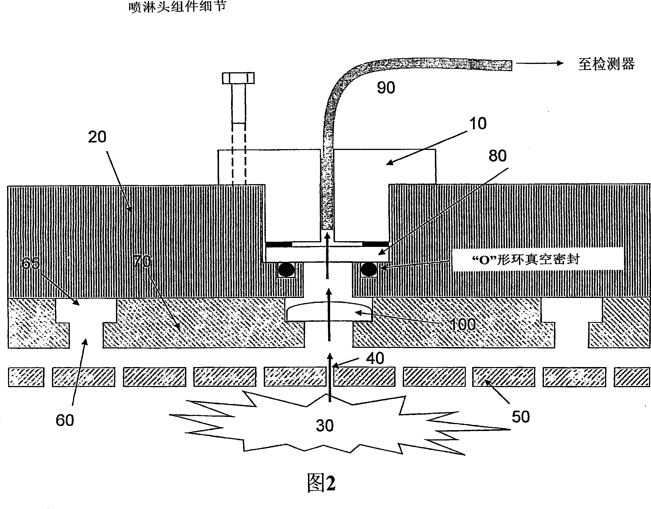 Optical emission interferometry for PECVD using a gas injection hole