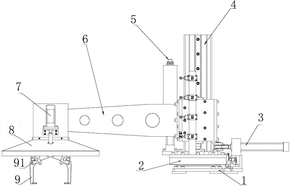 Device, integrating workpiece taking and smoke suction, for casting machine