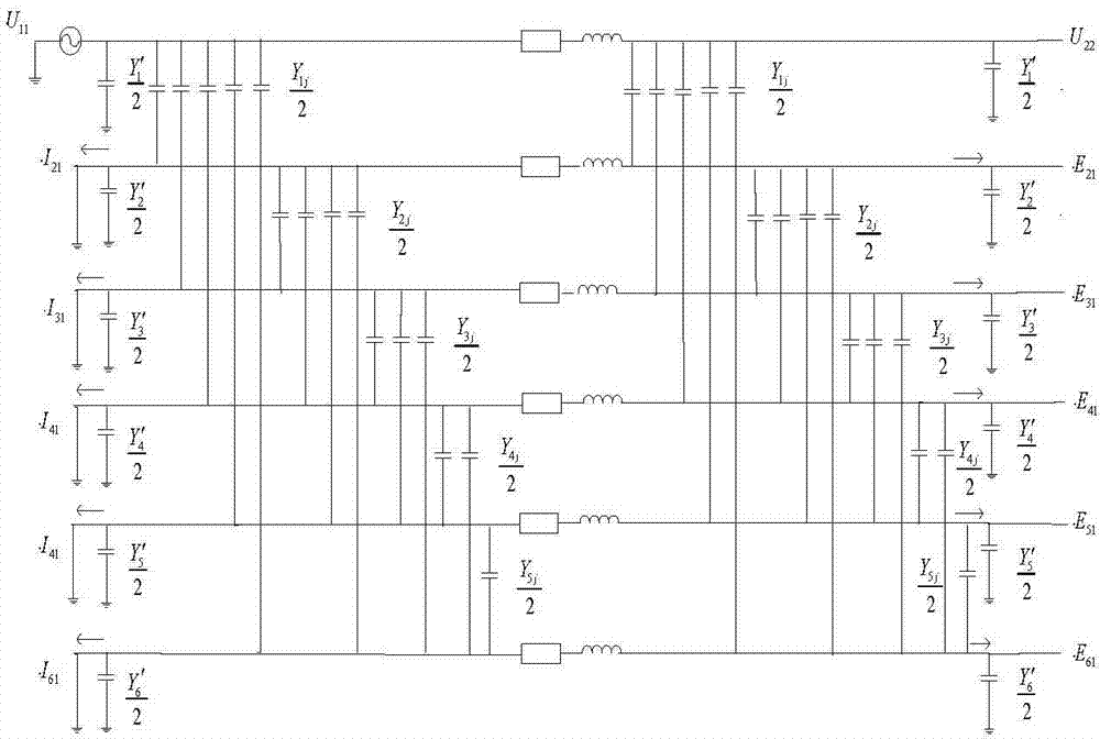 Method for measuring inter-phase mutual capacitances of long-distance extra-high voltage double-circuit lines on same tower