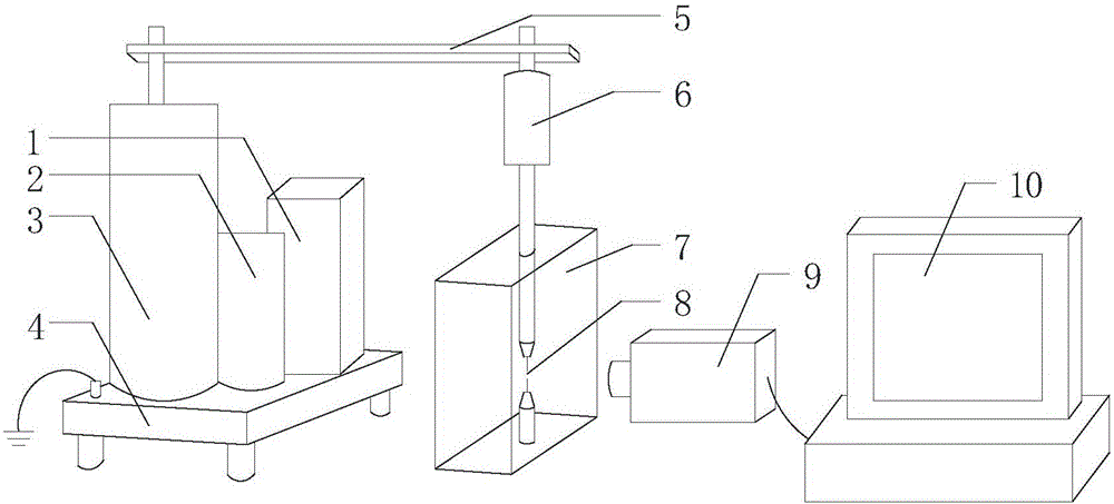 Experimental device for generating cavitation bubbles on basis of electric sparks