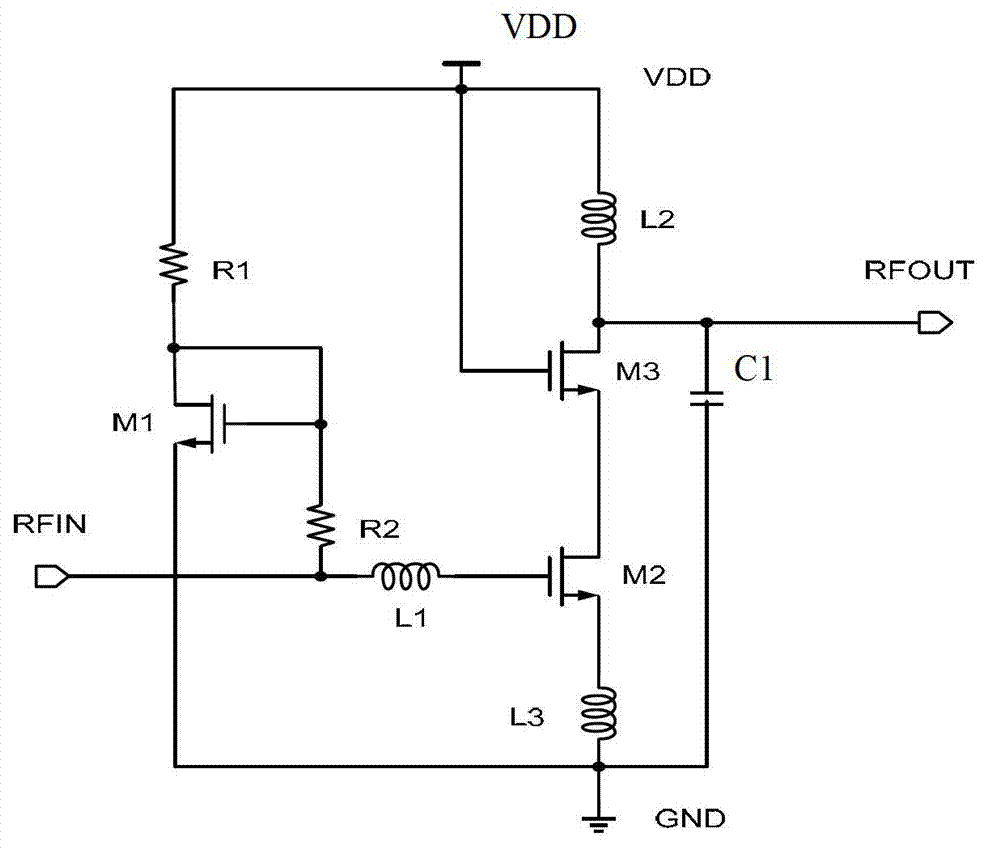 Monolithic integrated radio frequency high-gain low-noise amplifier