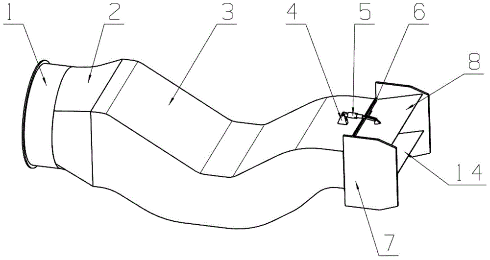 S-shaped binary spraying pipe having vector deflection function